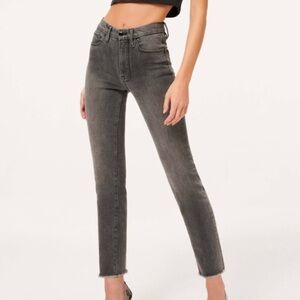 Women's Good American Good Classic Gray Black Slim Straight Jeans